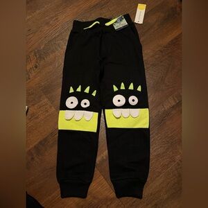 Kids Monster Face Joggers - Black and Neon Green